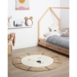Dywan dziecięcy okrągły z juty miś ⌀ 120 cm beżowy KOVU Dywan dziecięcy okrągły z juty miś ⌀ 120 cm beżowy KOVU