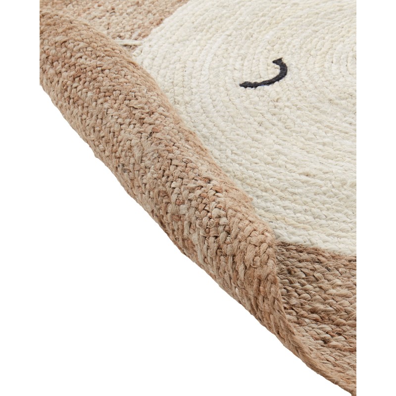 Dywan dziecięcy okrągły z juty miś ⌀ 120 cm beżowy KOVU Dywan dziecięcy okrągły z juty miś ⌀ 120 cm beżowy KOVU