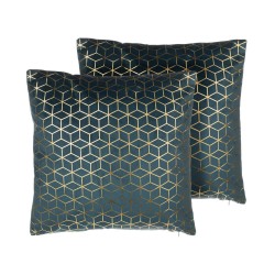 Zestaw 2 poduszek dekoracyjnych CELOSIA Welur 45 x 45 cm Lazurowy Wzór geometryczny