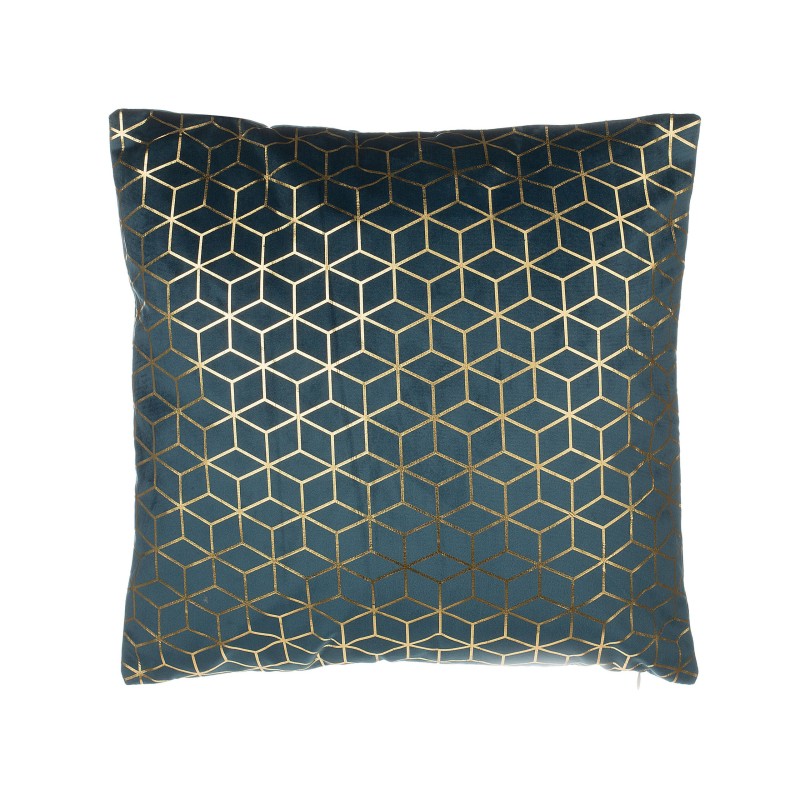 Zestaw 2 poduszek dekoracyjnych CELOSIA Welur 45 x 45 cm Lazurowy Wzór geometryczny Zestaw 2 poduszek dekoracyjnych CELOSIA Welur 45 x 45 cm Lazurowy Wzór geometryczny