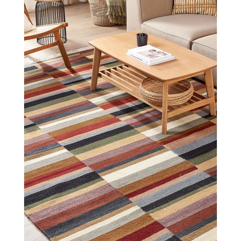 Dywan wełniany kilim 200 x 300 cm wielokolorowy MUSALER Dywan wełniany kilim 200 x 300 cm wielokolorowy MUSALER