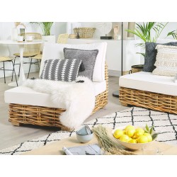 Zestaw ogrodowy ze stolikiem dla 4 osób VARALLO Lewostronny Modułowy Rattan Naturalny Zestaw ogrodowy ze stolikiem dla 4 osób VARALLO Lewostronny Modułowy Rattan Naturalny