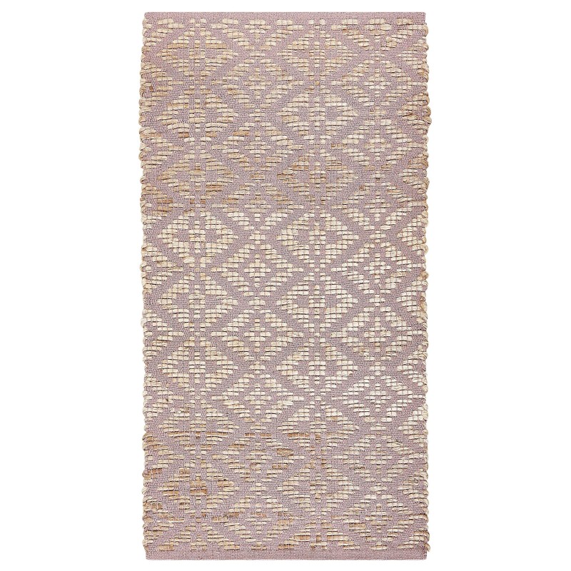 Dywan bawełniany 80 x 150 cm beżowy z różowym GERZE Dywan bawełniany 80 x 150 cm beżowy z różowym GERZE