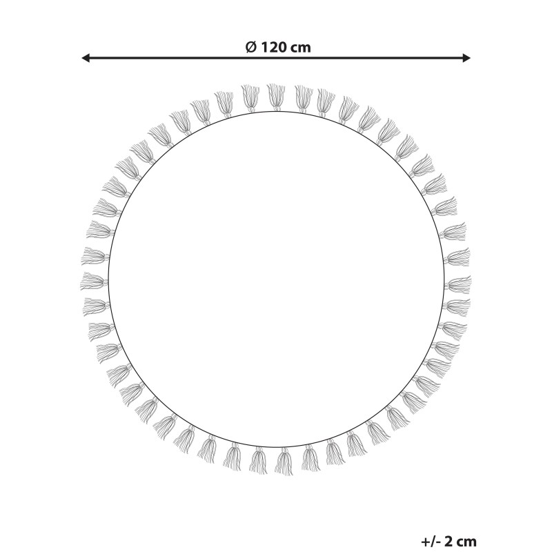 Dywan okrągły bawełniany ø 120 cm orientalny nadruk kremowo-zielony IRICE Dywan okrągły bawełniany ø 120 cm orientalny nadruk kremowo-zielony IRICE