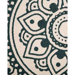 Dywan okrągły bawełniany ø 120 cm orientalny nadruk kremowo-zielony IRICE Dywan okrągły bawełniany ø 120 cm orientalny nadruk kremowo-zielony IRICE