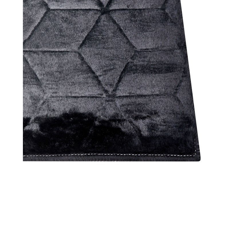Dywan sztuczne futro królika 80 x 150 cm czarny THATTA Dywan sztuczne futro królika 80 x 150 cm czarny THATTA