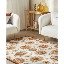 Dywan wełniany 160 x 230 cm beżowo-brązowy EZINE Dywan wełniany 160 x 230 cm beżowo-brązowy EZINE
