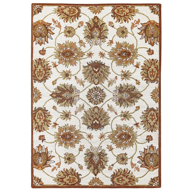 Dywan wełniany 160 x 230 cm beżowo-brązowy EZINE Dywan wełniany 160 x 230 cm beżowo-brązowy EZINE