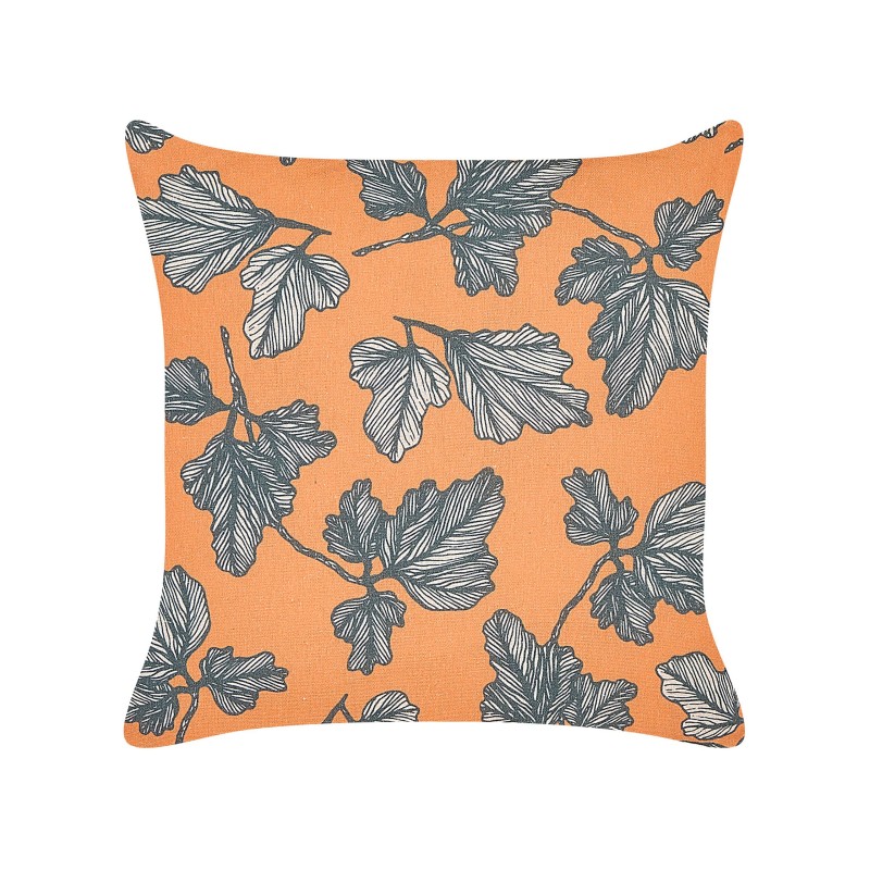 Zestaw 2 poduszek dekoracyjnych SPIREA 45 x 45 cm Pomarańczowy Czarny Wzór roślinny Zestaw 2 poduszek dekoracyjnych SPIREA 45 x 45 cm Pomarańczowy Czarny Wzór roślinny