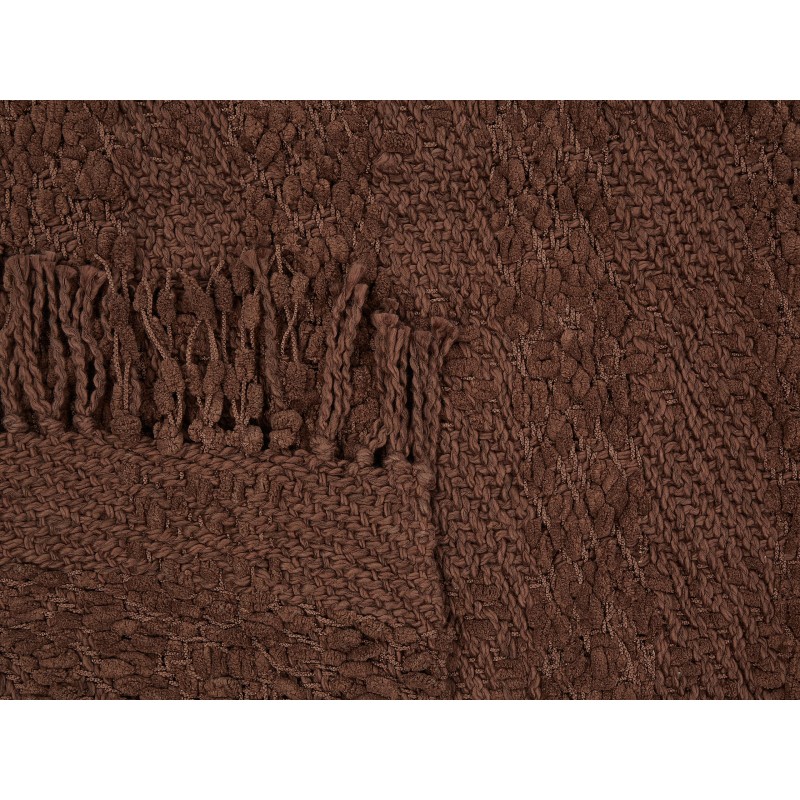 Koc VELLA Bawełna 220 x 240 cm Brązowy Koc VELLA Bawełna 220 x 240 cm Brązowy