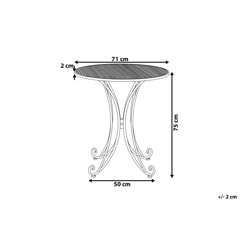 Stolik bistro CILENTO 71 cm 71 cm Metal Szary Stolik bistro CILENTO 71 cm 71 cm Metal Szary