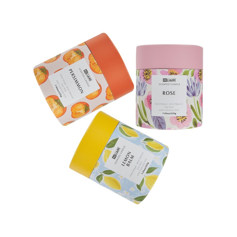 Zestaw 3 świeczek zapachowych COLORFUL BARREL Wosk sojowy Nuty orientalne Nuty ziołowe Nuty kwiatowe Zestaw 3 świeczek zapachowych COLORFUL BARREL Wosk sojowy Nuty orientalne Nuty ziołowe Nuty kwiatowe