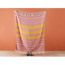 Koc NAIKHU Bawełna 130 x 170 cm Jasnoczerwony Koc NAIKHU Bawełna 130 x 170 cm Jasnoczerwony