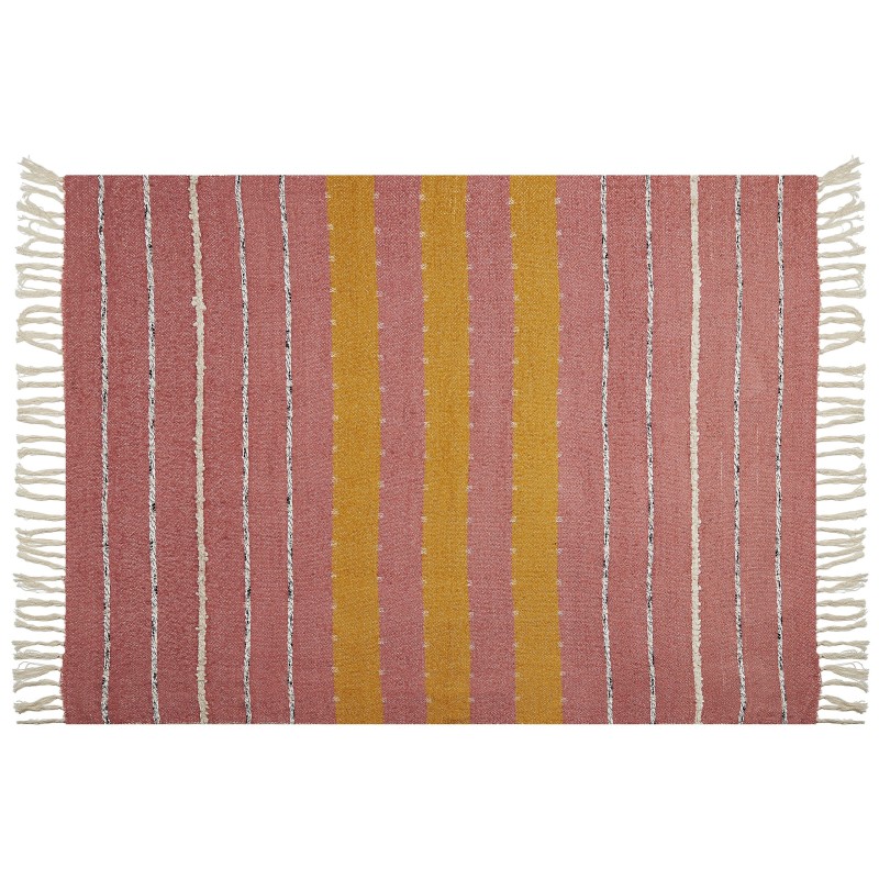 Koc NAIKHU Bawełna 130 x 170 cm Jasnoczerwony Koc NAIKHU Bawełna 130 x 170 cm Jasnoczerwony