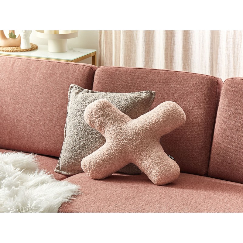 Zestaw 2 poduszek dekoracyjnych HESPERIS Boucle Pastelowy róż Jednolity Zestaw 2 poduszek dekoracyjnych HESPERIS Boucle Pastelowy róż Jednolity