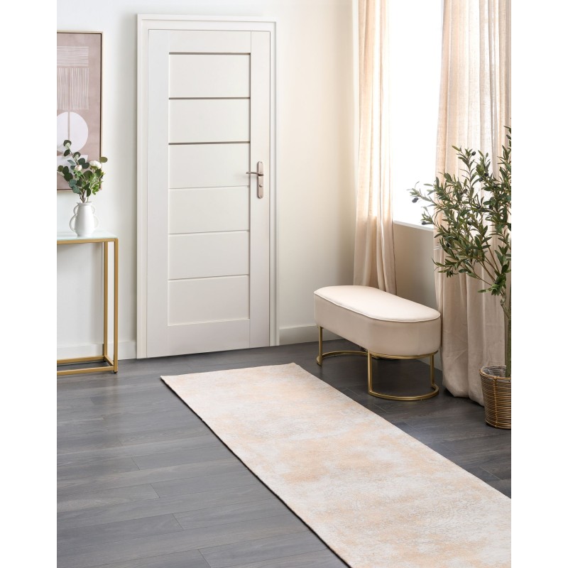 Dywan bawełniany 80 x 300 cm beżowy BEYKOZ Dywan bawełniany 80 x 300 cm beżowy BEYKOZ