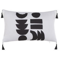 Zestaw 2 poduszek dekoracyjnych LIRIOPE 30 x 50 cm Czarny/ biały Wzór geometryczny Zestaw 2 poduszek dekoracyjnych LIRIOPE 30 x 50 cm Czarny/ biały Wzór geometryczny