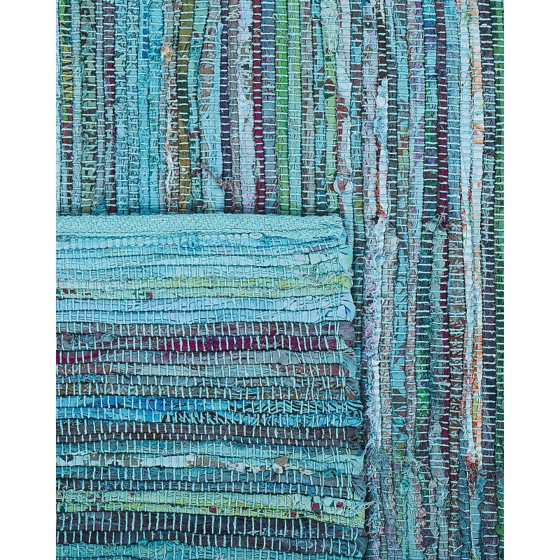 Dywan bawełniany 140 x 200 cm niebieski MERSIN Dywan bawełniany 140 x 200 cm niebieski MERSIN
