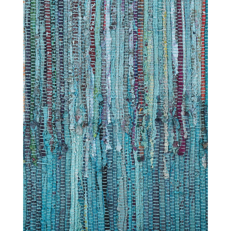 Dywan bawełniany 140 x 200 cm niebieski MERSIN Dywan bawełniany 140 x 200 cm niebieski MERSIN