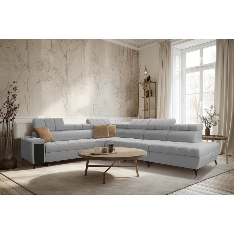 Venna XII corner sofa with a sleeping function and USB port - elegance and functionality in one!