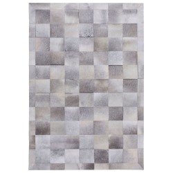 Dywan patchwork skórzany 140 x 200 cm szary ALACAM Dywan patchwork skórzany 140 x 200 cm szary ALACAM