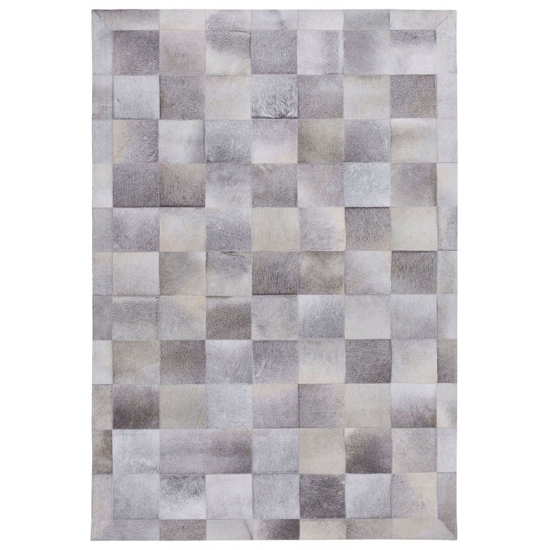 Dywan patchwork skórzany 140 x 200 cm szary ALACAM Dywan patchwork skórzany 140 x 200 cm szary ALACAM