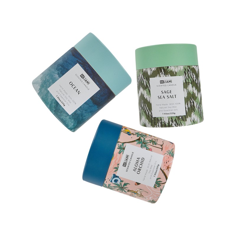Zestaw 3 świeczek zapachowych COLORFUL BARREL Wosk sojowy Świeże nuty Nuty kwiatowe Zestaw 3 świeczek zapachowych COLORFUL BARREL Wosk sojowy Świeże nuty Nuty kwiatowe