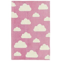 Dywan dziecięcy bawełniany motyw chmur 60 x 90 cm różowy GWALIJAR Dywan dziecięcy bawełniany motyw chmur 60 x 90 cm różowy GWALIJAR