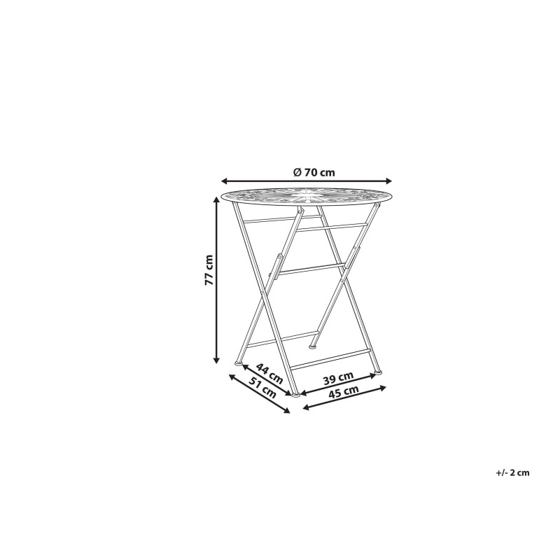 Stolik ogrodowy metalowy ø 70 cm biały SCAFA Stolik ogrodowy metalowy ø 70 cm biały SCAFA