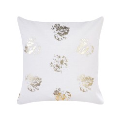 Zestaw 2 poduszek dekoracyjnych GOLDENROD Welur 45 x 45 cm Biały Wzór roślinny Zestaw 2 poduszek dekoracyjnych GOLDENROD Welur 45 x 45 cm Biały Wzór roślinny