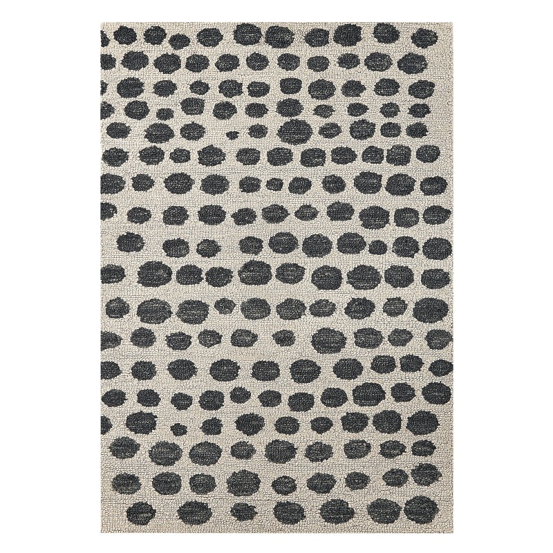 Dywan wełniany 140 x 200 cm beżowo-czarny HAVRAN Dywan wełniany 140 x 200 cm beżowo-czarny HAVRAN