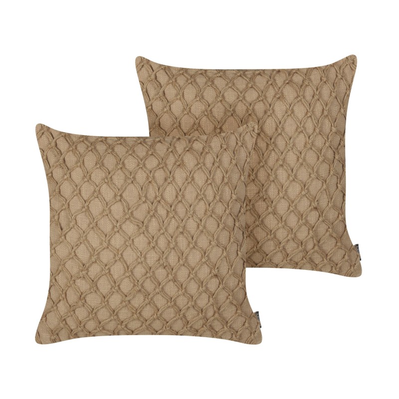 Zestaw 2 poduszek dekoracyjnych COLLOMIA Boucle 45 x 45 cm Beżowy Wzór geometryczny Zestaw 2 poduszek dekoracyjnych COLLOMIA Boucle 45 x 45 cm Beżowy Wzór geometryczny