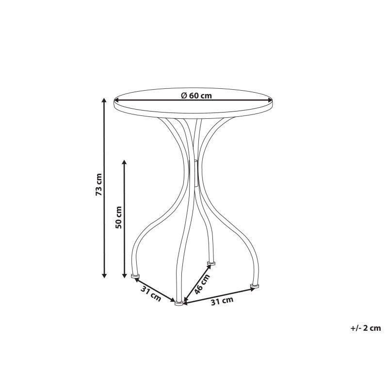 Stolik bistro CARIATI 60 cm 60 cm Czarny Stolik bistro CARIATI 60 cm 60 cm Czarny