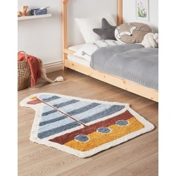 Dywan dziecięcy bawełniany statek 105 x 120 cm wielokolorowy SPETI Dywan dziecięcy bawełniany statek 105 x 120 cm wielokolorowy SPETI