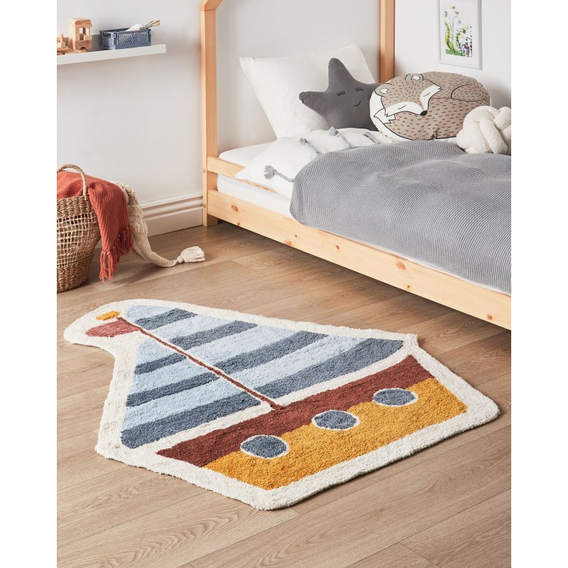 Dywan dziecięcy bawełniany statek 105 x 120 cm wielokolorowy SPETI Dywan dziecięcy bawełniany statek 105 x 120 cm wielokolorowy SPETI