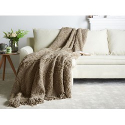 Koc VELLA Bawełna 200 x 220 cm Beżowoszary Koc VELLA Bawełna 200 x 220 cm Beżowoszary