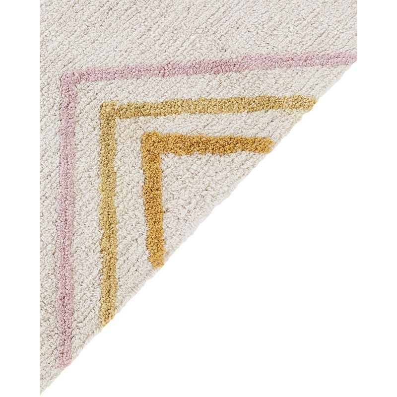 Dywan bawełniany wzór geometryczny 140 x 200 cm złamana biel LASHE Dywan bawełniany wzór geometryczny 140 x 200 cm złamana biel LASHE