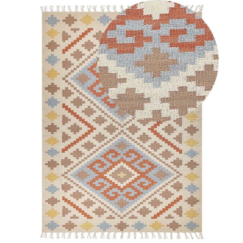 Dywan bawełniany kilim 200 x 300 cm wielokolorowy ATAN Dywan bawełniany kilim 200 x 300 cm wielokolorowy ATAN