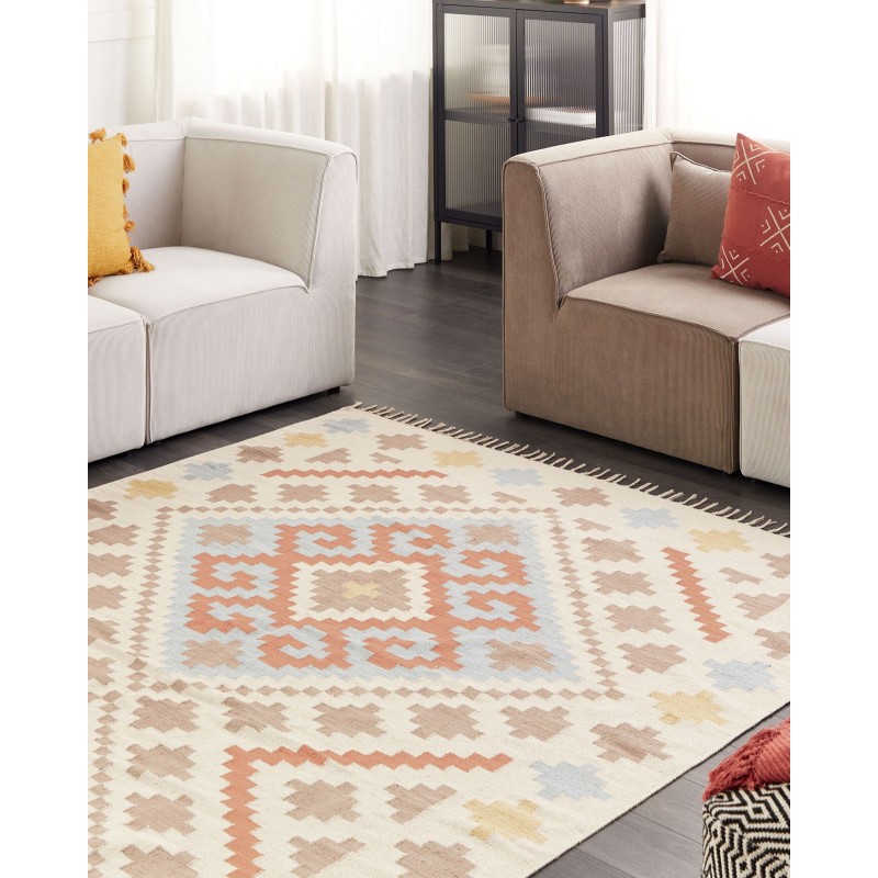 Dywan bawełniany kilim 200 x 300 cm wielokolorowy ATAN Dywan bawełniany kilim 200 x 300 cm wielokolorowy ATAN