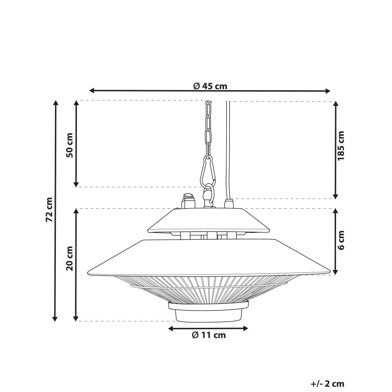 Promiennik na podczerwień wiszący MERAPI 1500 W Z pilotem Czarny Promiennik na podczerwień wiszący MERAPI 1500 W Z pilotem Czarny