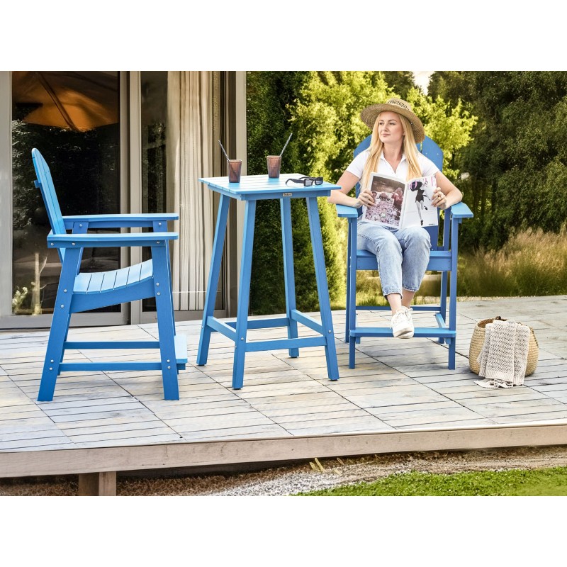 Stolik ogrodowy barowy ADIRONDACK 60 cm 59 cm Materiał syntetyczny Niebieski Stolik ogrodowy barowy ADIRONDACK 60 cm 59 cm Materiał syntetyczny Niebieski