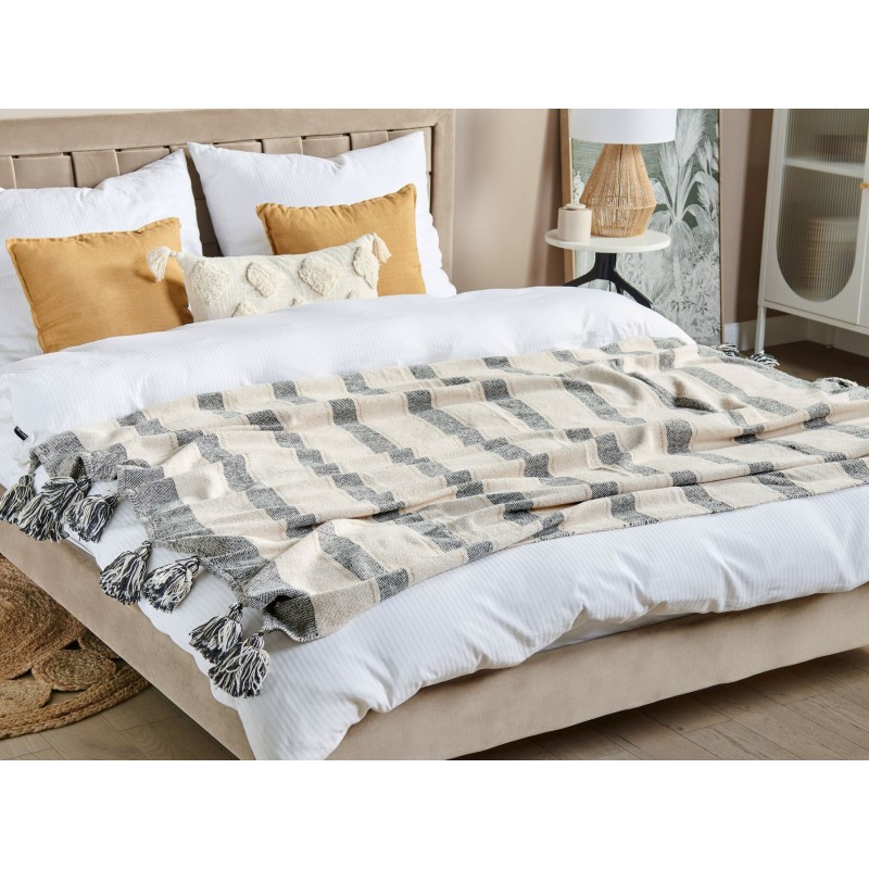 Koc CAYIR Bawełna 130 x 170 cm Beżowy Koc CAYIR Bawełna 130 x 170 cm Beżowy