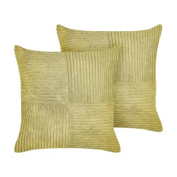 Zestaw 2 poduszek dekoracyjnych MILLET Sztruks 43 x 43 cm Oliwkowy Wzór geometryczny