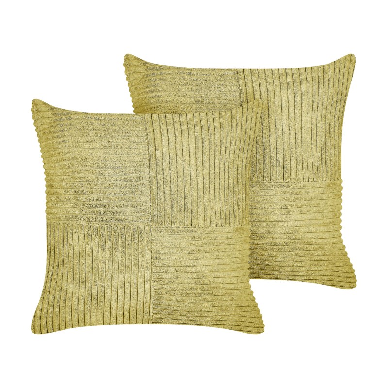 Zestaw 2 poduszek dekoracyjnych MILLET Sztruks 43 x 43 cm Oliwkowy Wzór geometryczny