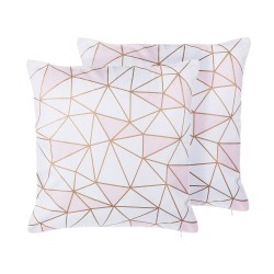 Zestaw 2 poduszek dekoracyjnych CLARKIA Bawełna 45 x 45 cm Różowy Wzór geometryczny