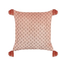 Poduszka dekoracyjna RUMHORA Welur 45 x 45 cm Różowy Wzór kwiatowy