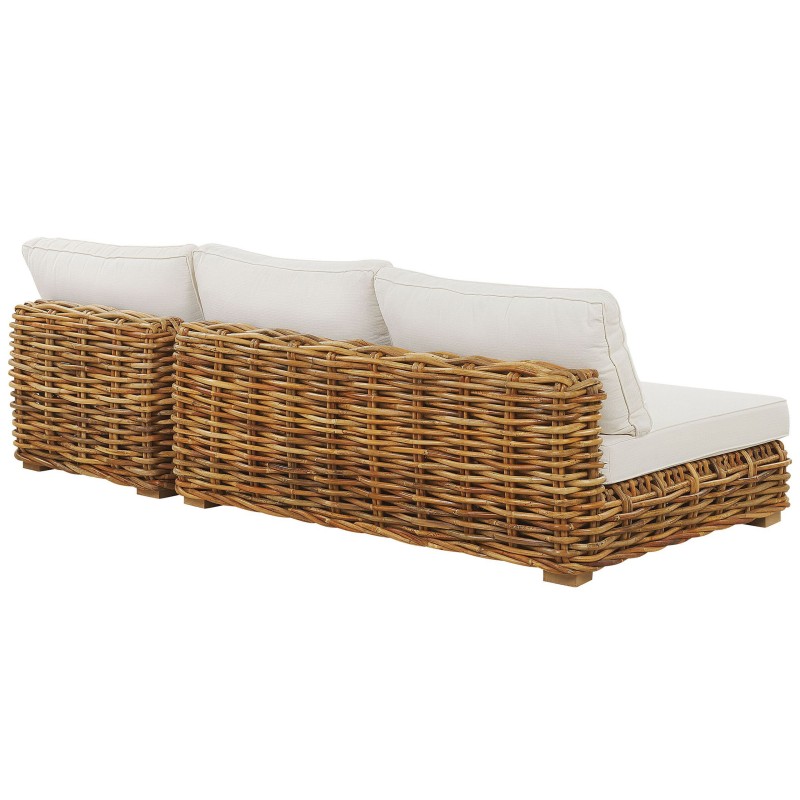 Zestaw ogrodowy ze stolikiem dla 4 osób VARALLO Prawostronny Modułowy Rattan Naturalny Zestaw ogrodowy ze stolikiem dla 4 osób VARALLO Prawostronny Modułowy Rattan Naturalny