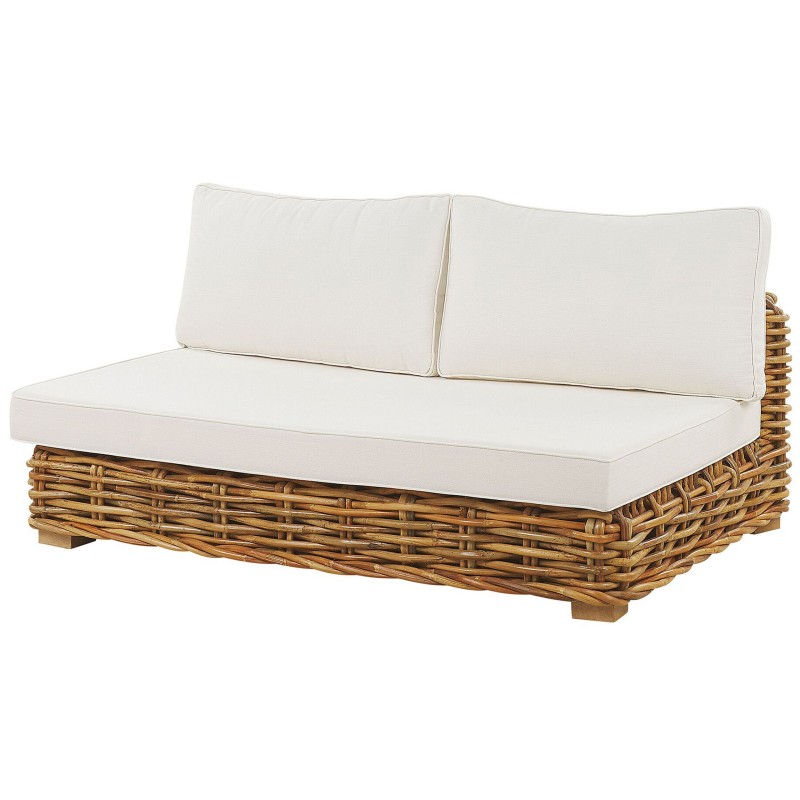 Zestaw ogrodowy ze stolikiem dla 4 osób VARALLO Prawostronny Modułowy Rattan Naturalny Zestaw ogrodowy ze stolikiem dla 4 osób VARALLO Prawostronny Modułowy Rattan Naturalny