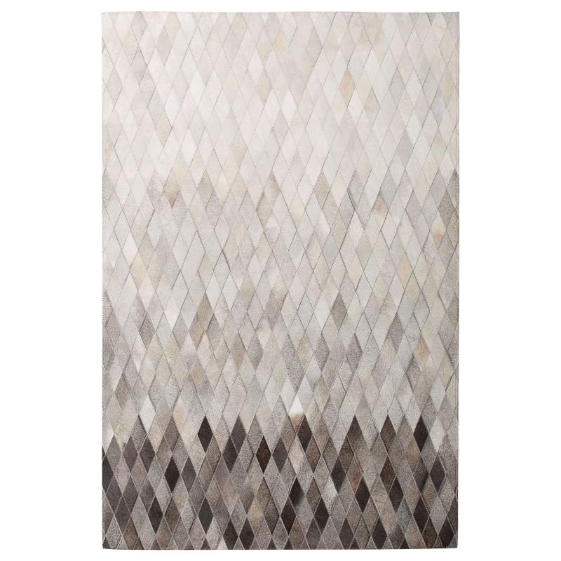 Dywan patchwork skórzany 160 x 230 cm biało-szary MALDAN Dywan patchwork skórzany 160 x 230 cm biało-szary MALDAN