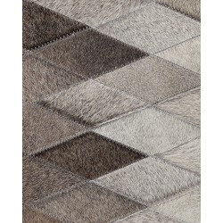 Dywan patchwork skórzany 160 x 230 cm biało-szary MALDAN Dywan patchwork skórzany 160 x 230 cm biało-szary MALDAN